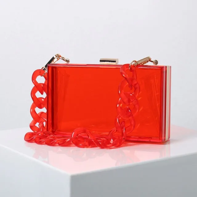 Realaiot Transparent Bag Jelly Clutch Bags for Women Luxury Diamond Candy Color Bag Ladies Blue Bag for Wedding Party Clutch Chain Bag