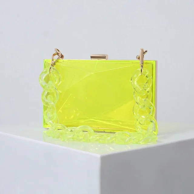 Realaiot Transparent Bag Jelly Clutch Bags for Women Luxury Diamond Candy Color Bag Ladies Blue Bag for Wedding Party Clutch Chain Bag