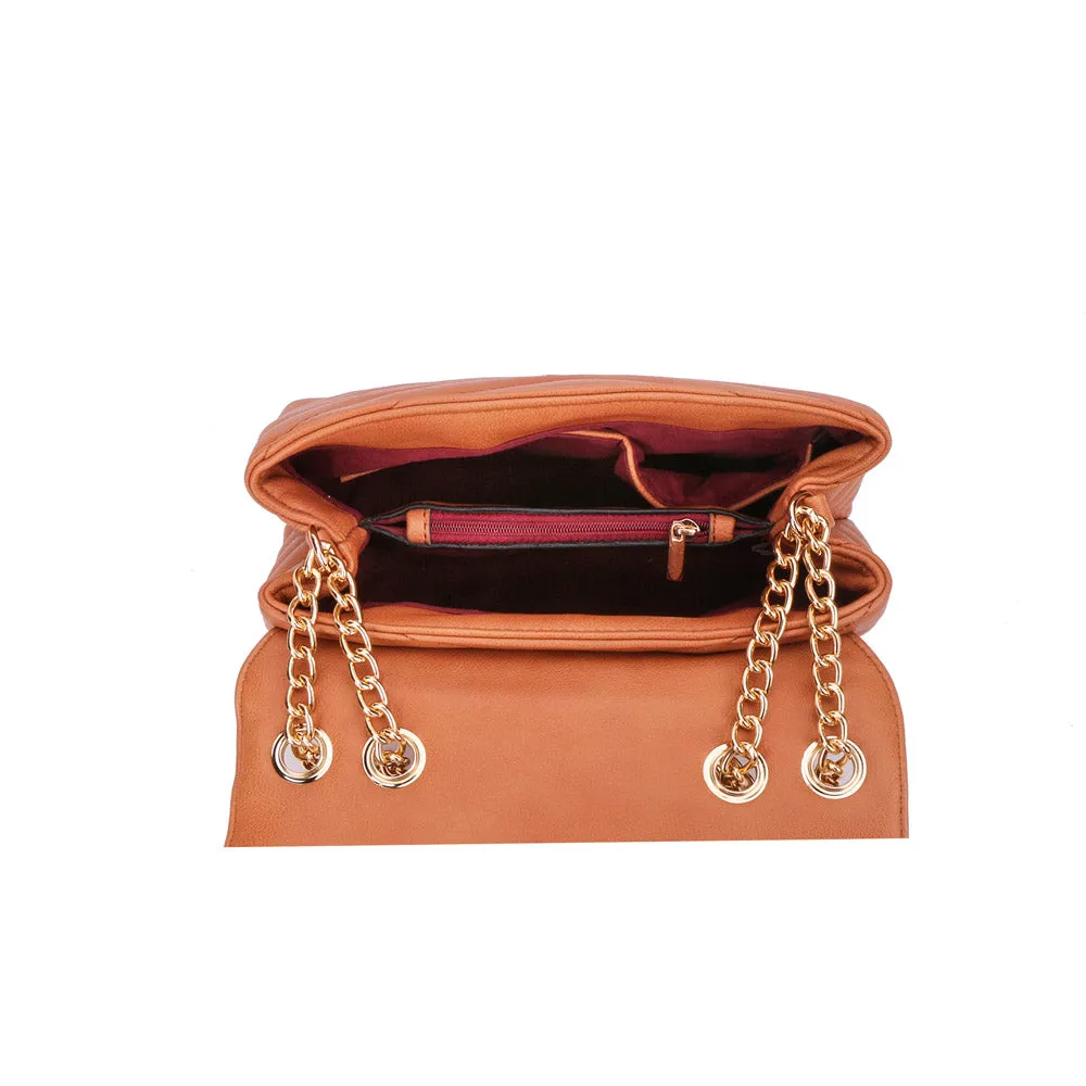 Red Chevron Embossed Chained Bag | ALPHONSINA