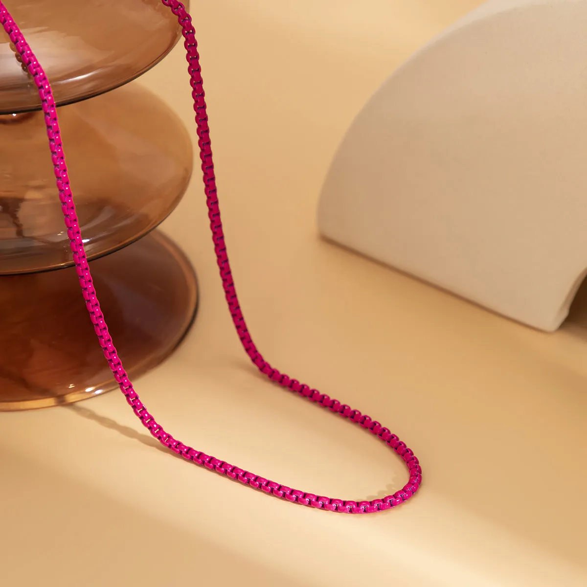 Red Enamel Popcorn Chain Choker Necklace