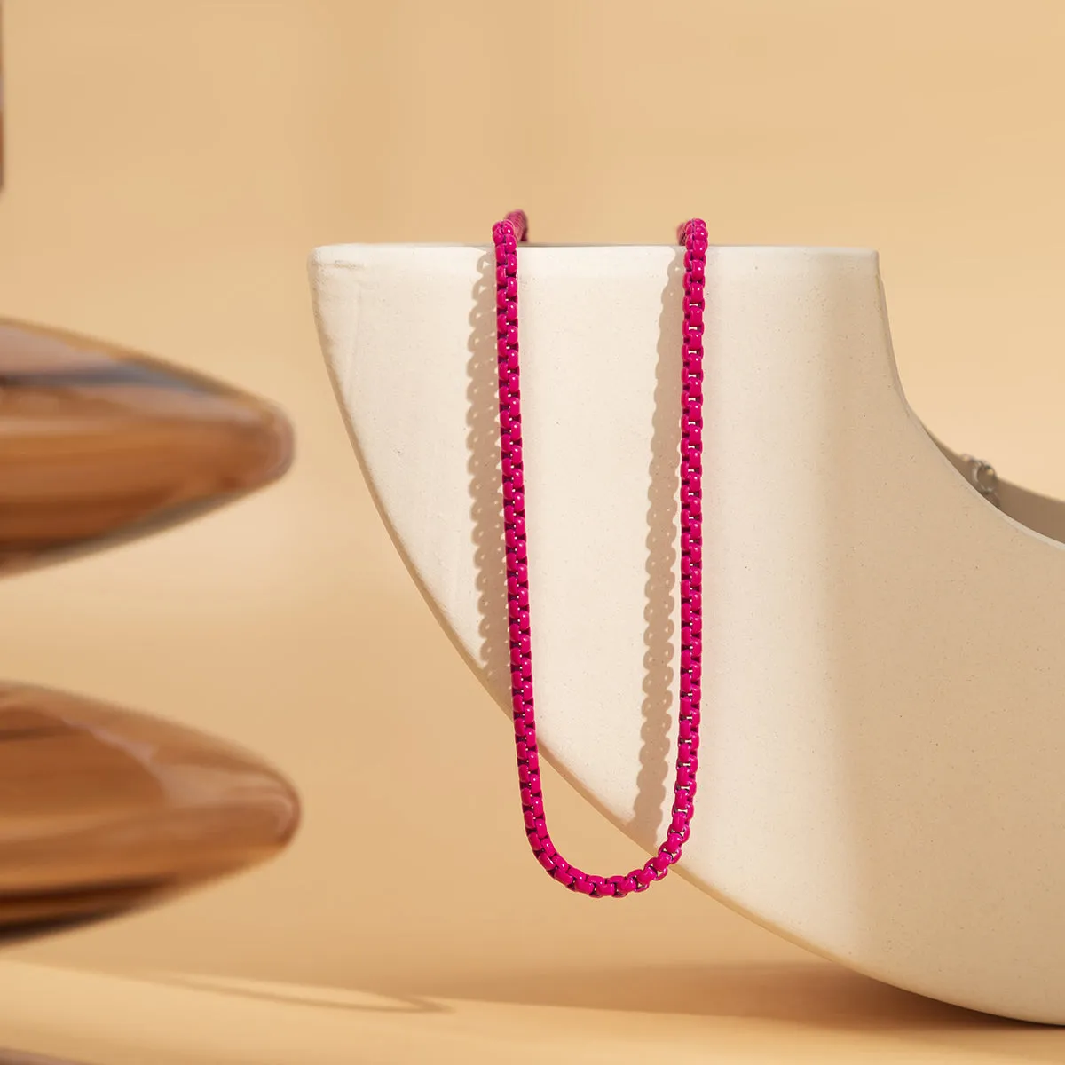 Red Enamel Popcorn Chain Choker Necklace