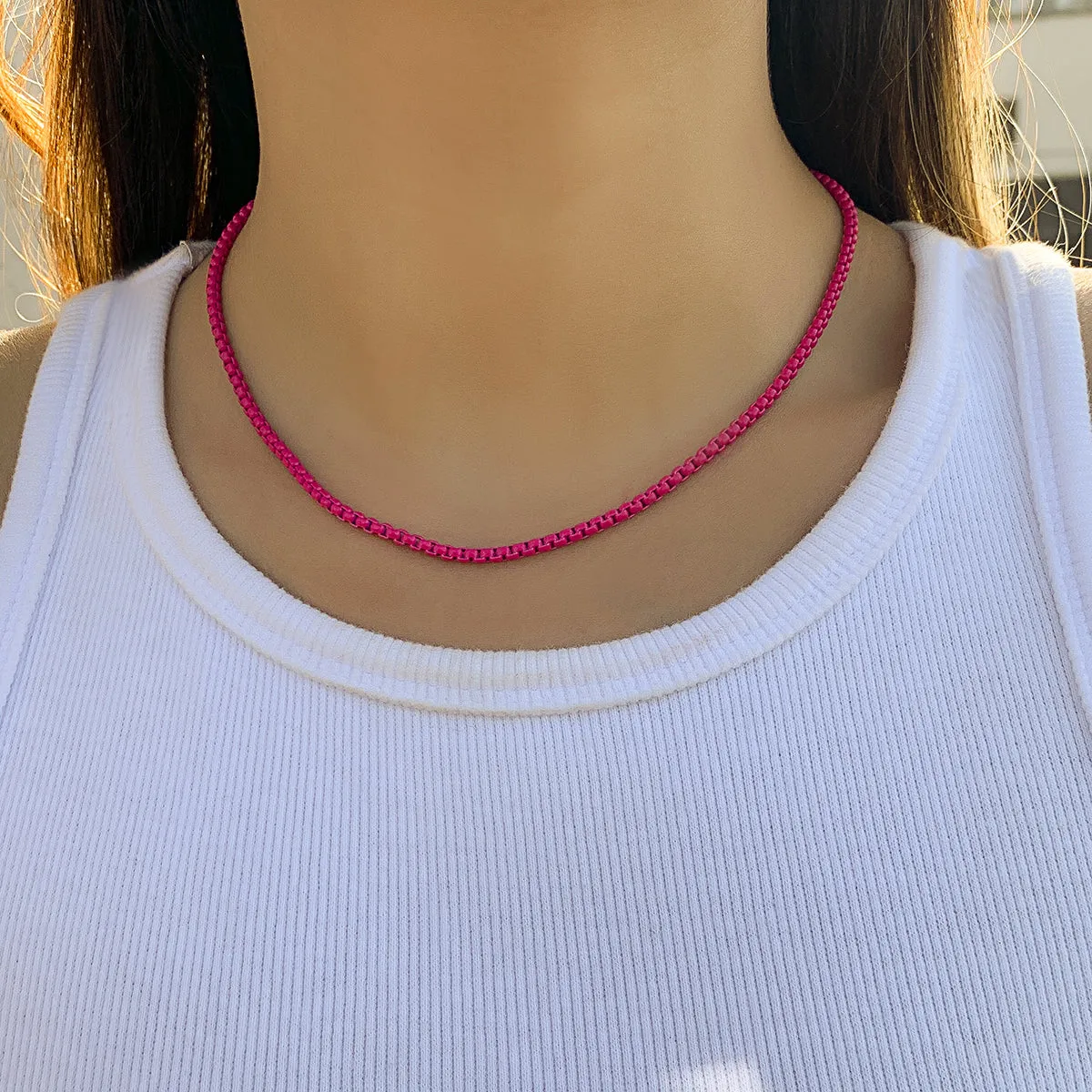 Red Enamel Popcorn Chain Choker Necklace
