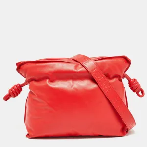 Red Leather Medium Flamenco Clutch Bag