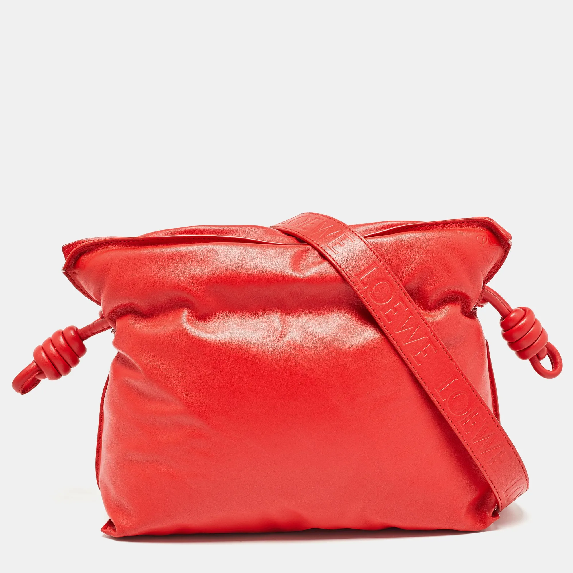 Red Leather Medium Flamenco Clutch Bag