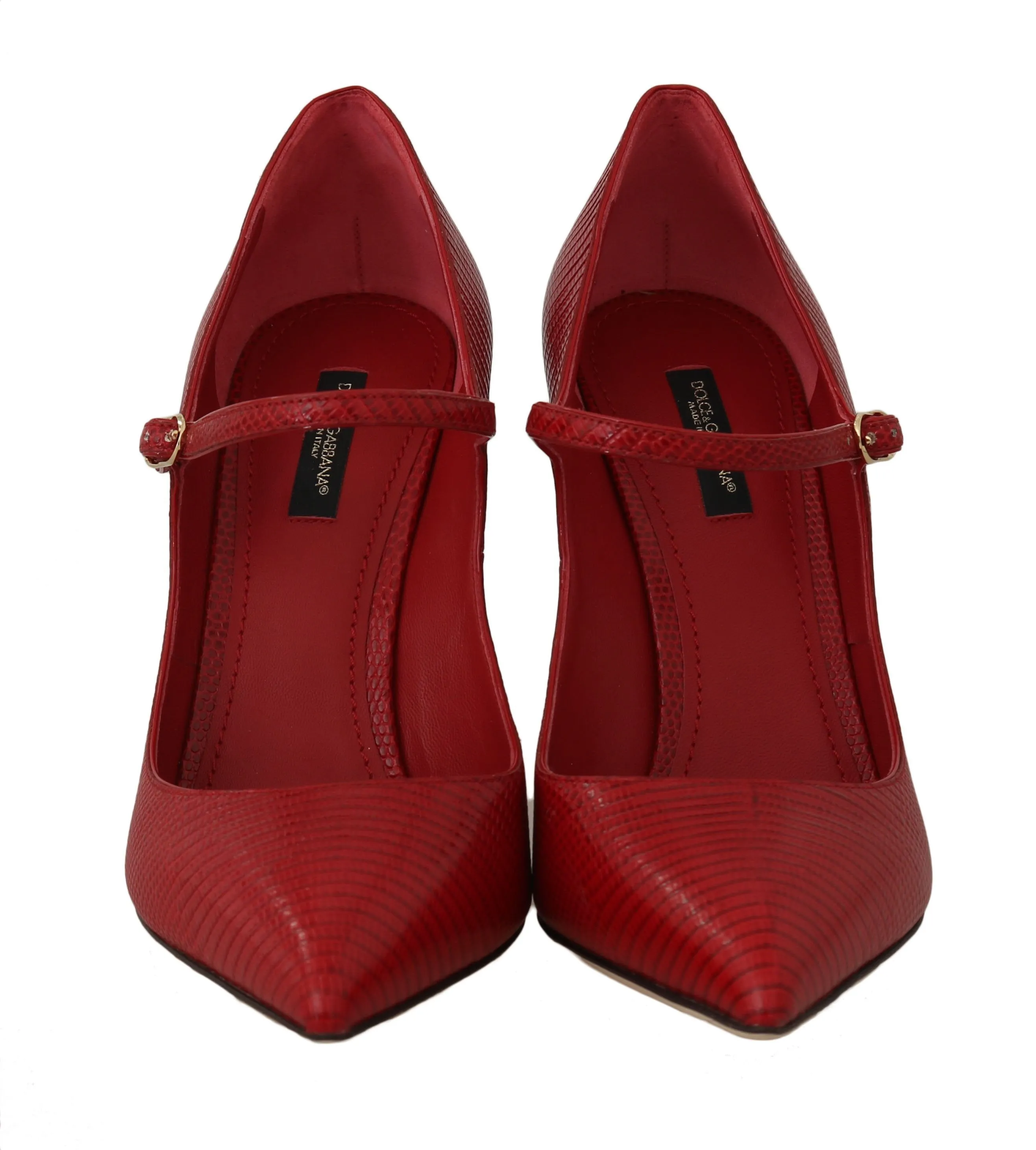 Red Lizard Ankle Strap Pumps Heels