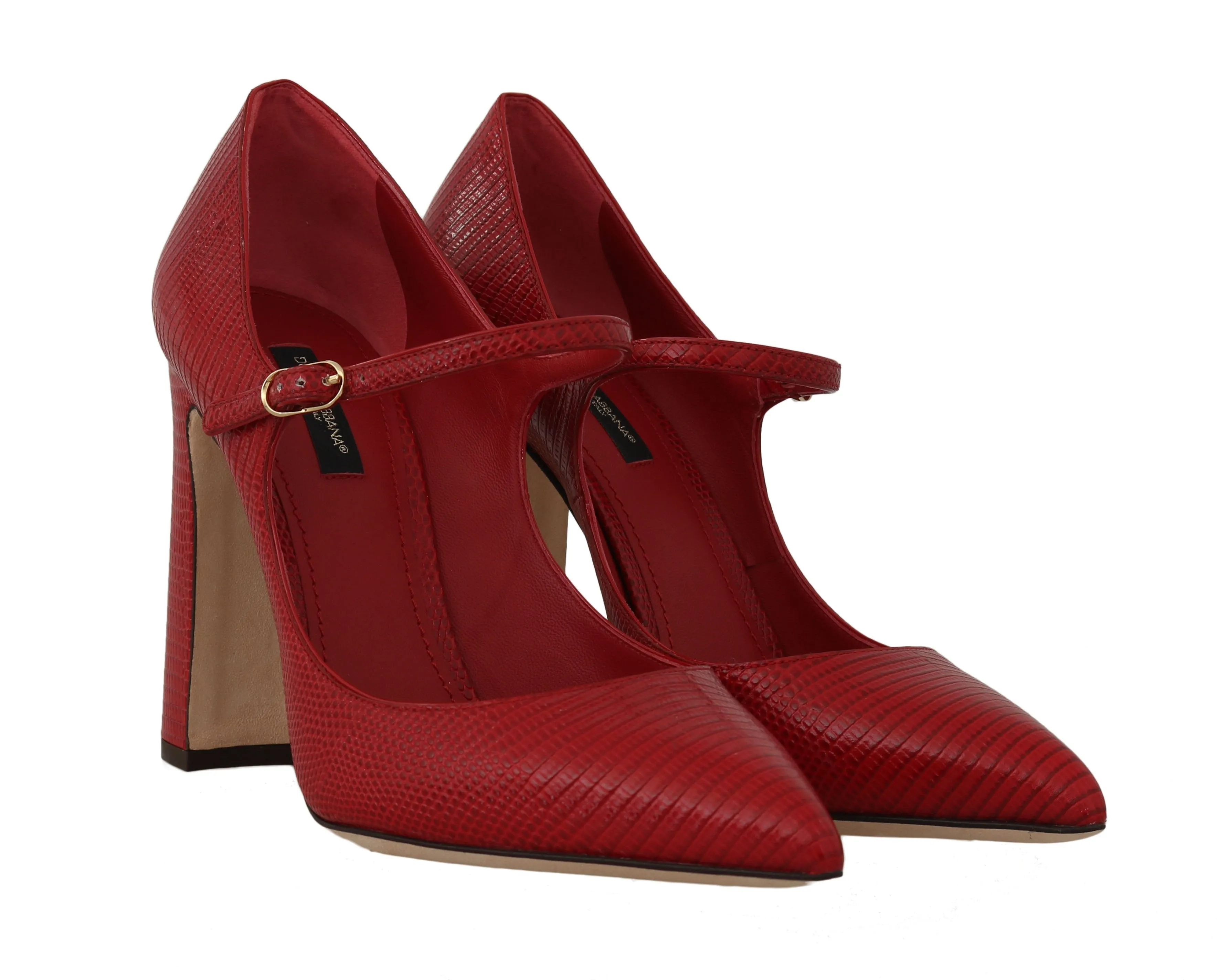 Red Lizard Ankle Strap Pumps Heels
