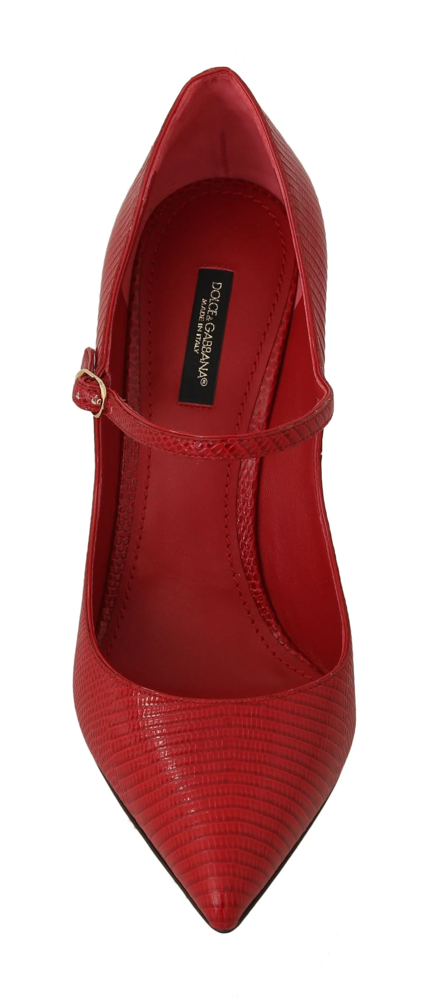 Red Lizard Ankle Strap Pumps Heels