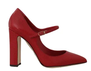 Red Lizard Ankle Strap Pumps Heels