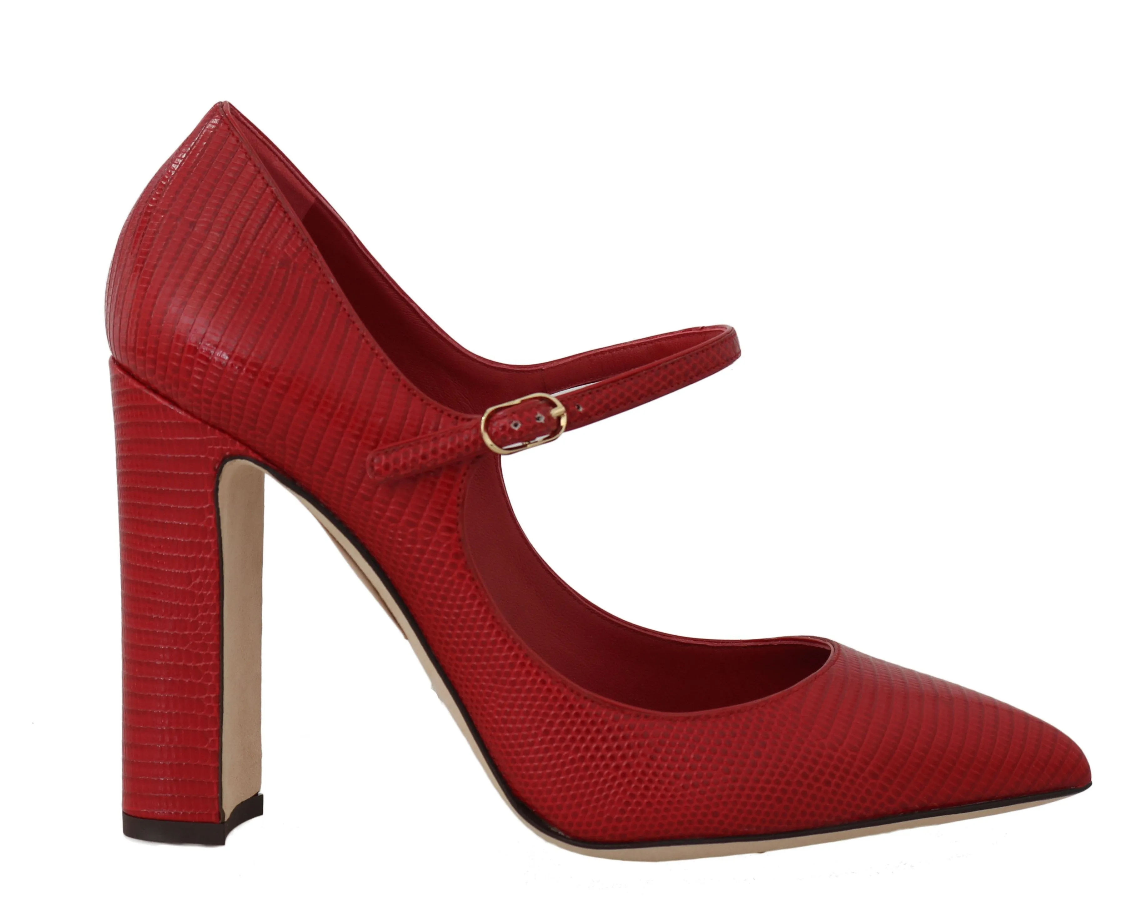 Red Lizard Ankle Strap Pumps Heels