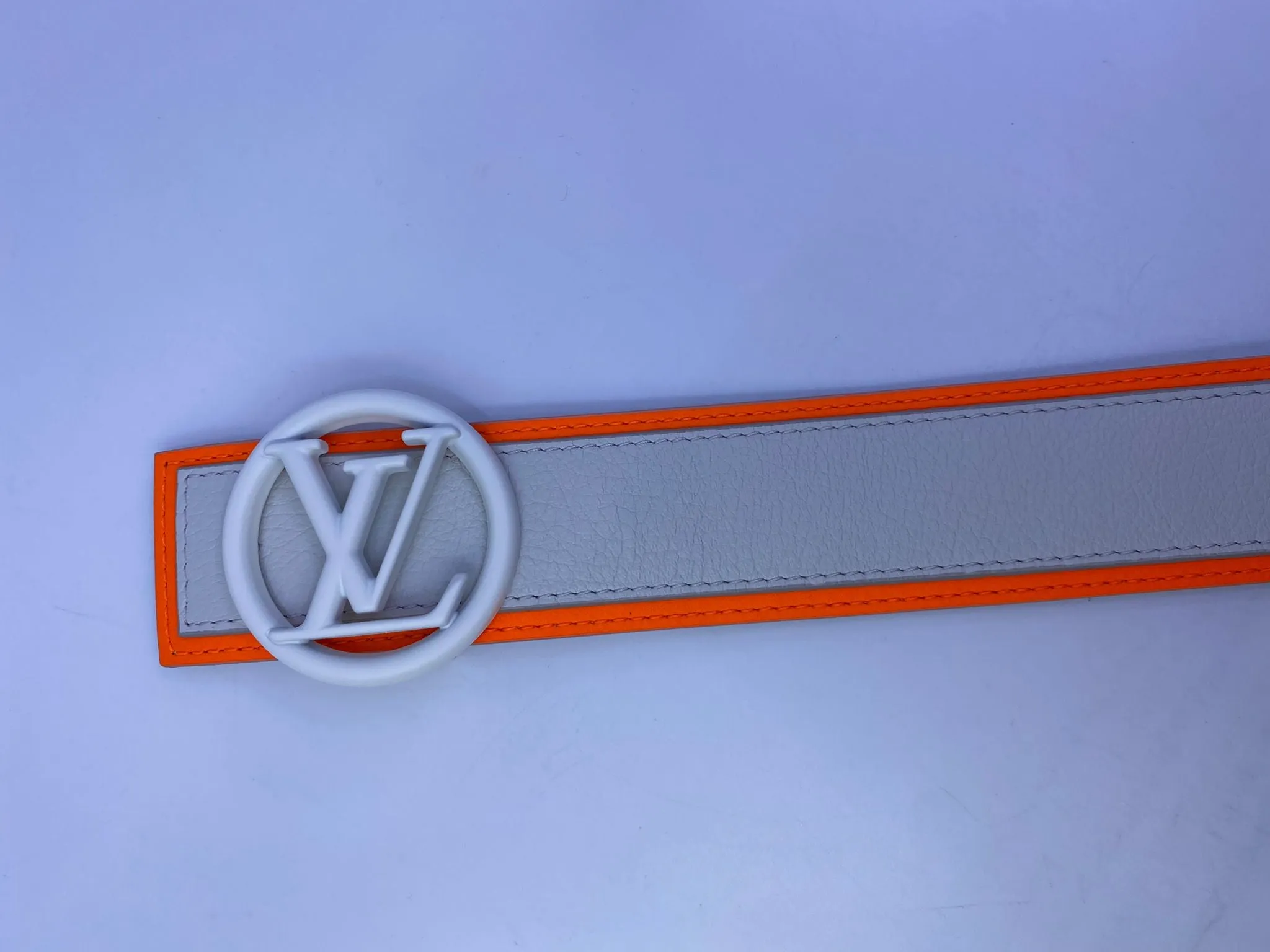 Reversible LV Antarctica White Monogram Circle Belt