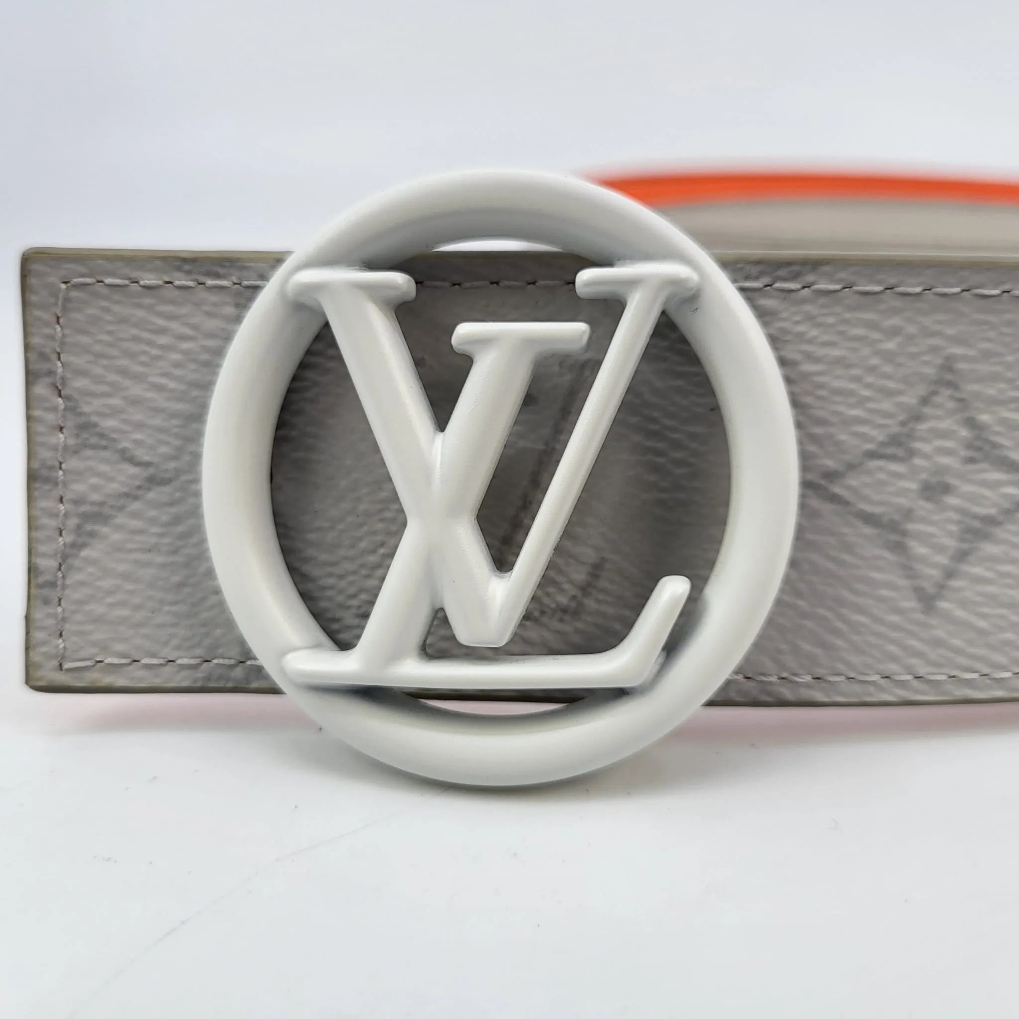 Reversible LV Antarctica White Monogram Circle Belt