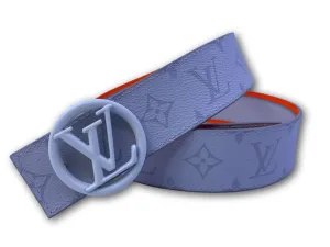 Reversible LV Antarctica White Monogram Circle Belt