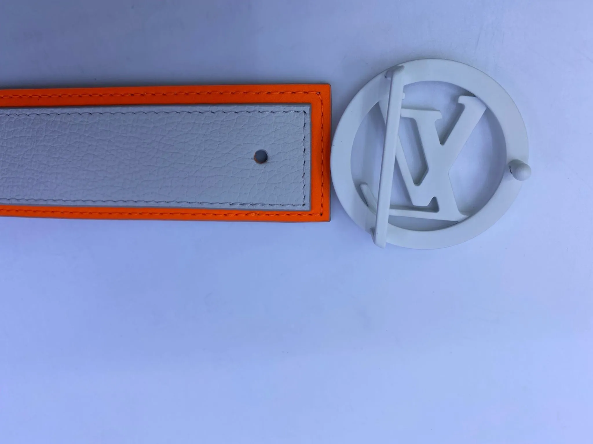Reversible LV Antarctica White Monogram Circle Belt