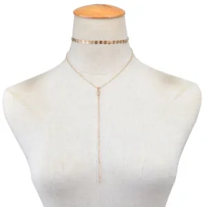Rhinestone Crystal Choker Necklace with Multilayer Tassels