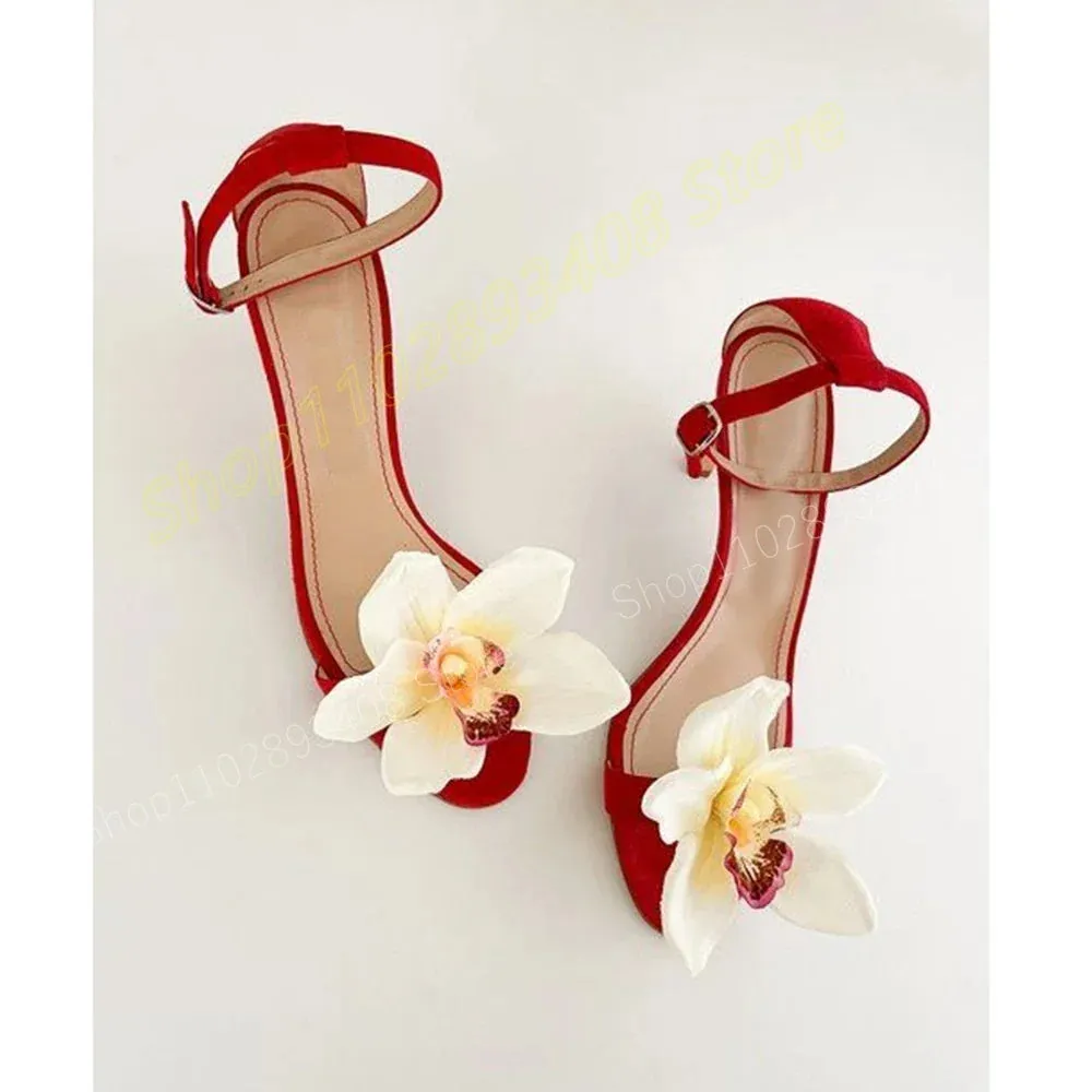 Rose Red Ankle Strap Heels