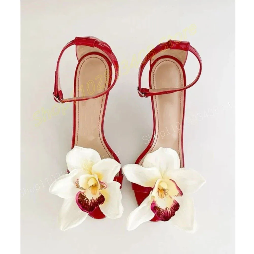 Rose Red Ankle Strap Heels