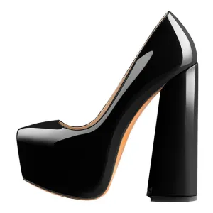 Round Toe Platform 15CM~16CM Chunky High Heels