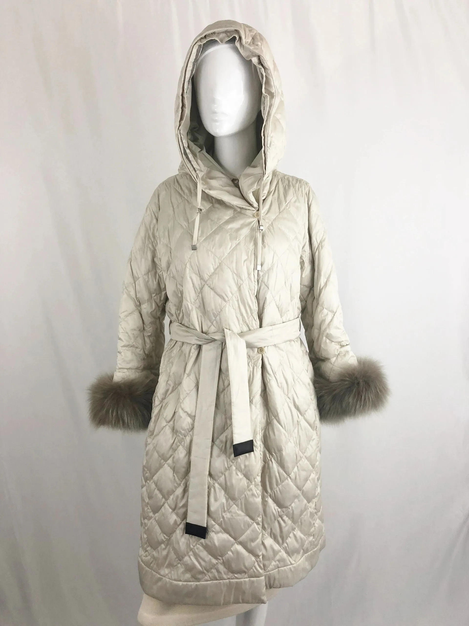 S Max Mara Quilted Reversible Coat With 2 Belts/Cuffs Size 10