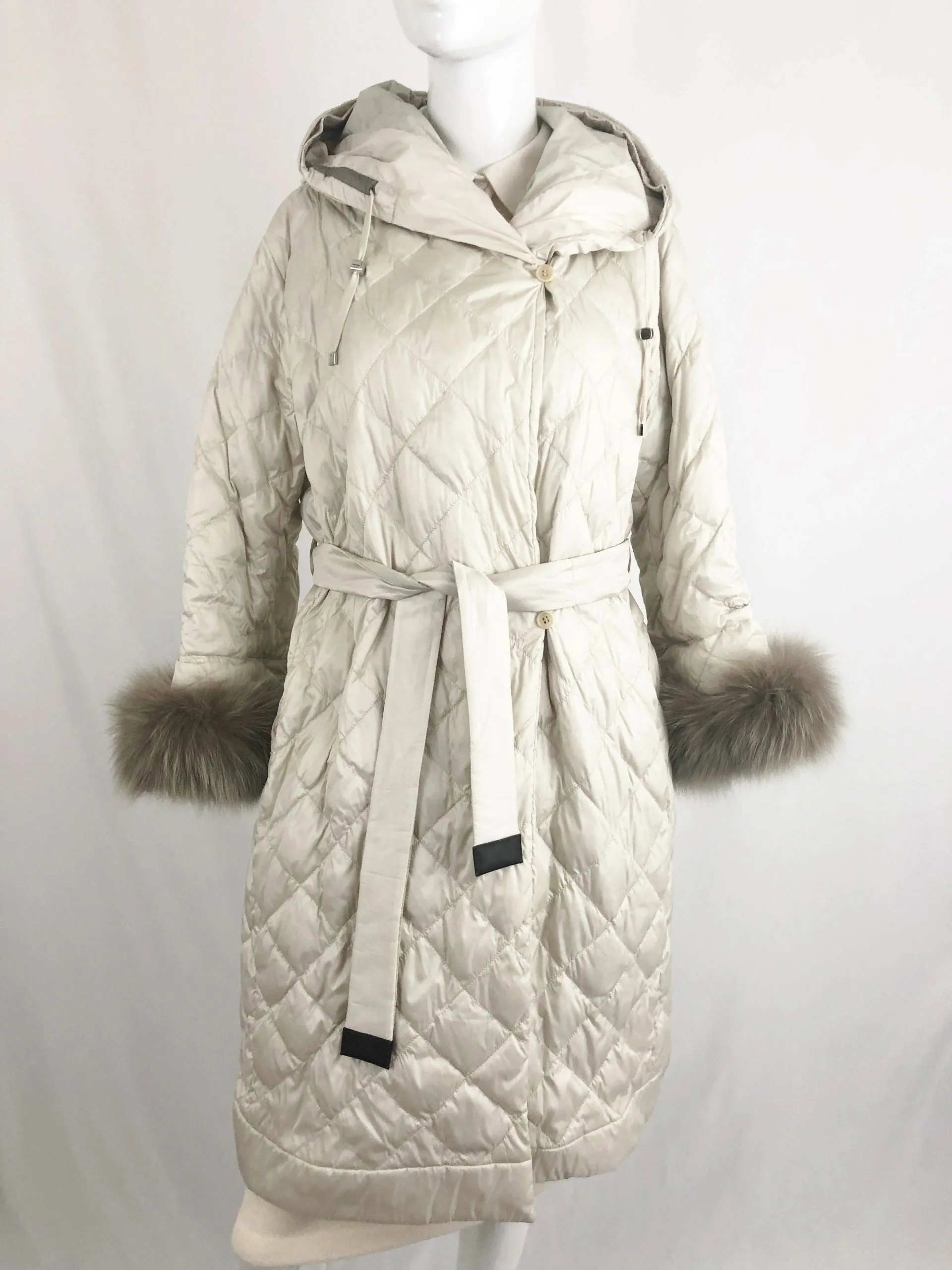 S Max Mara Quilted Reversible Coat With 2 Belts/Cuffs Size 10