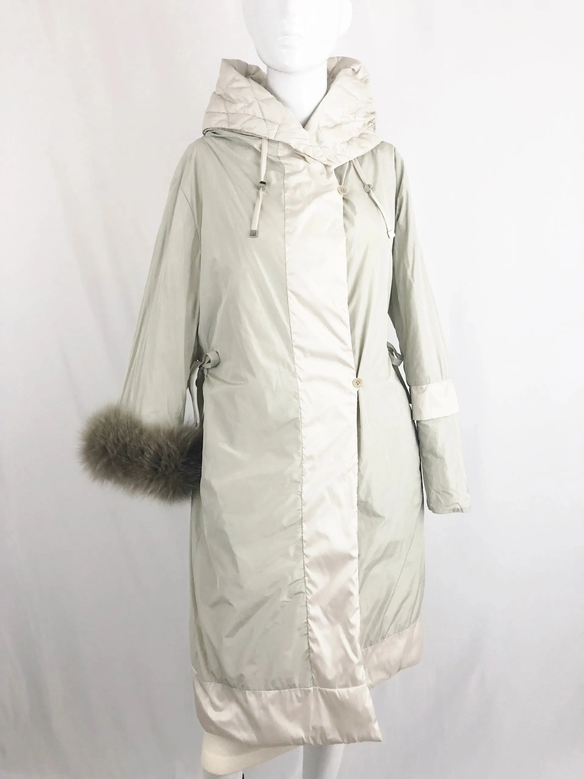 S Max Mara Quilted Reversible Coat With 2 Belts/Cuffs Size 10