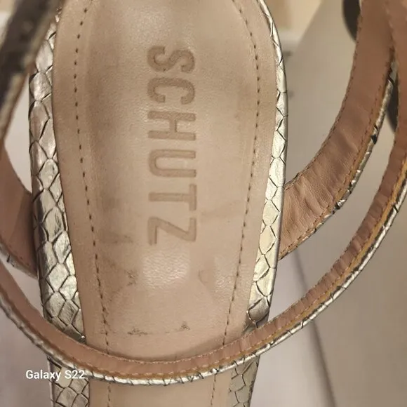 Schutz Leather &quot;Ava Rose Heels&quot; Metallic Snake Smash. NIB. Size 9.5