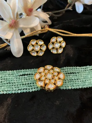 Sea Green Kundan Choker with Studs