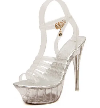 Sexy Peep Toe Valentine Shoes Woman High Heel 14cm High Women High Heels Women Wedge Shoes Pumps Rhinestone Shoes