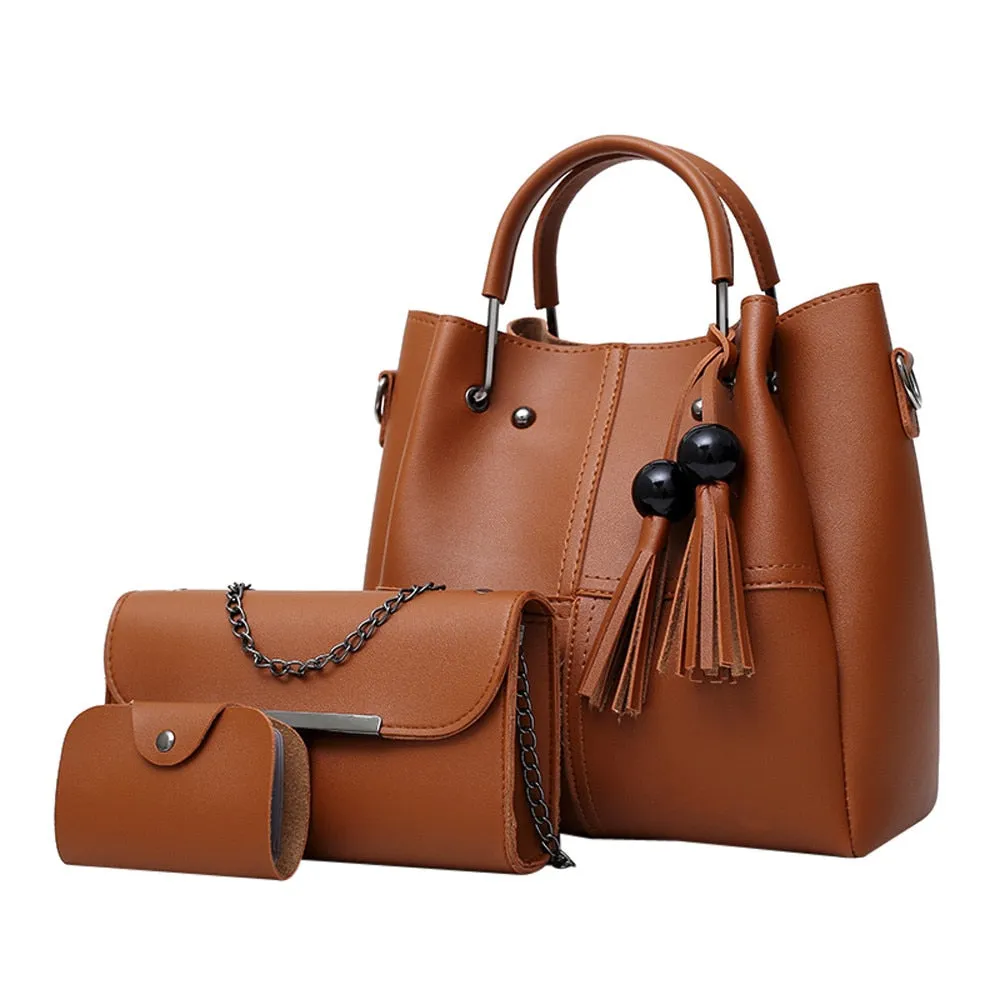 Shoulder Bag Women 3Pcs High Quality Tassel Shoulder Bag