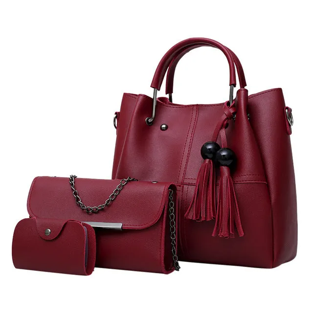 Shoulder Bag Women 3Pcs High Quality Tassel Shoulder Bag