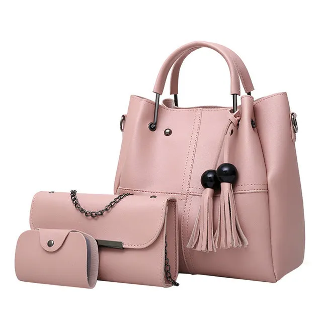 Shoulder Bag Women 3Pcs High Quality Tassel Shoulder Bag