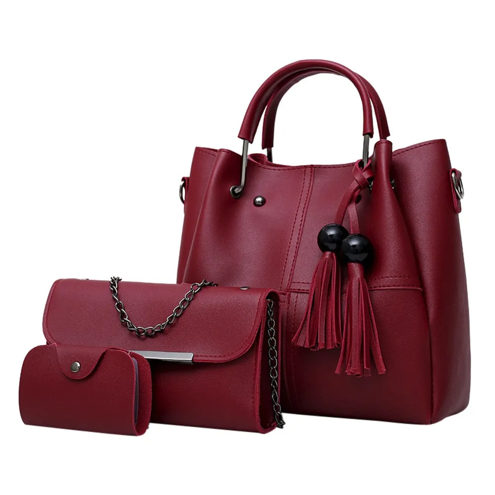 Shoulder Bag Women 3Pcs High Quality Tassel Shoulder Bag