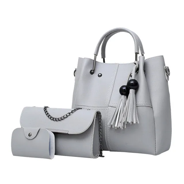 Shoulder Bag Women 3Pcs High Quality Tassel Shoulder Bag