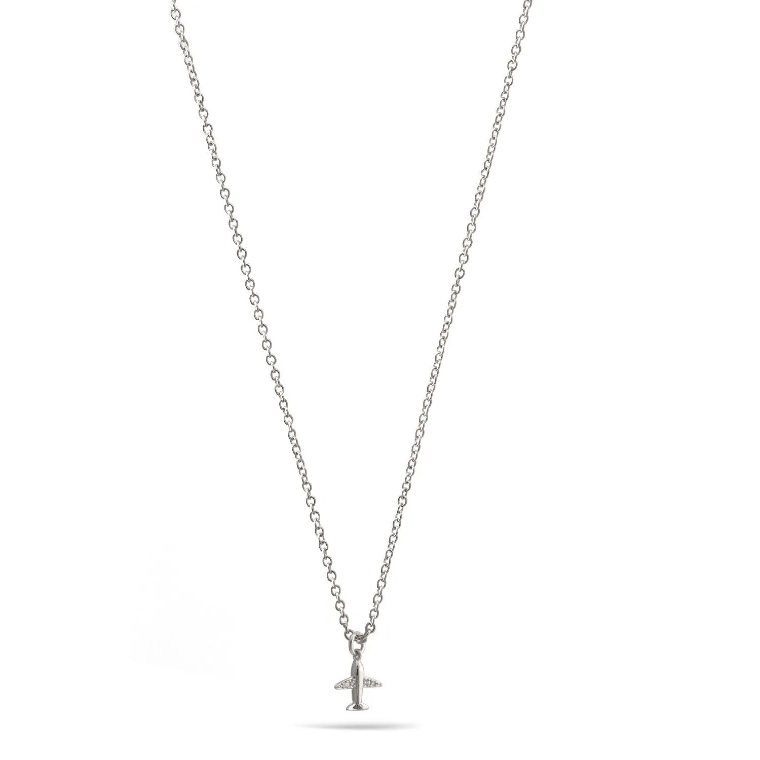 SILVER AEROPLANE PENDANT SHORT NECKLACE #SWY-18049SL (FF12)