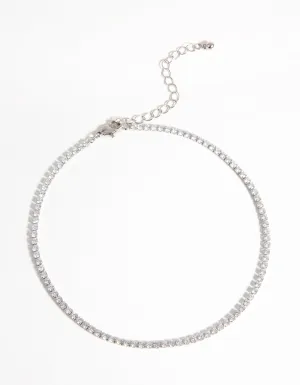 Silver Cubic Zirconia Cupchain Choker