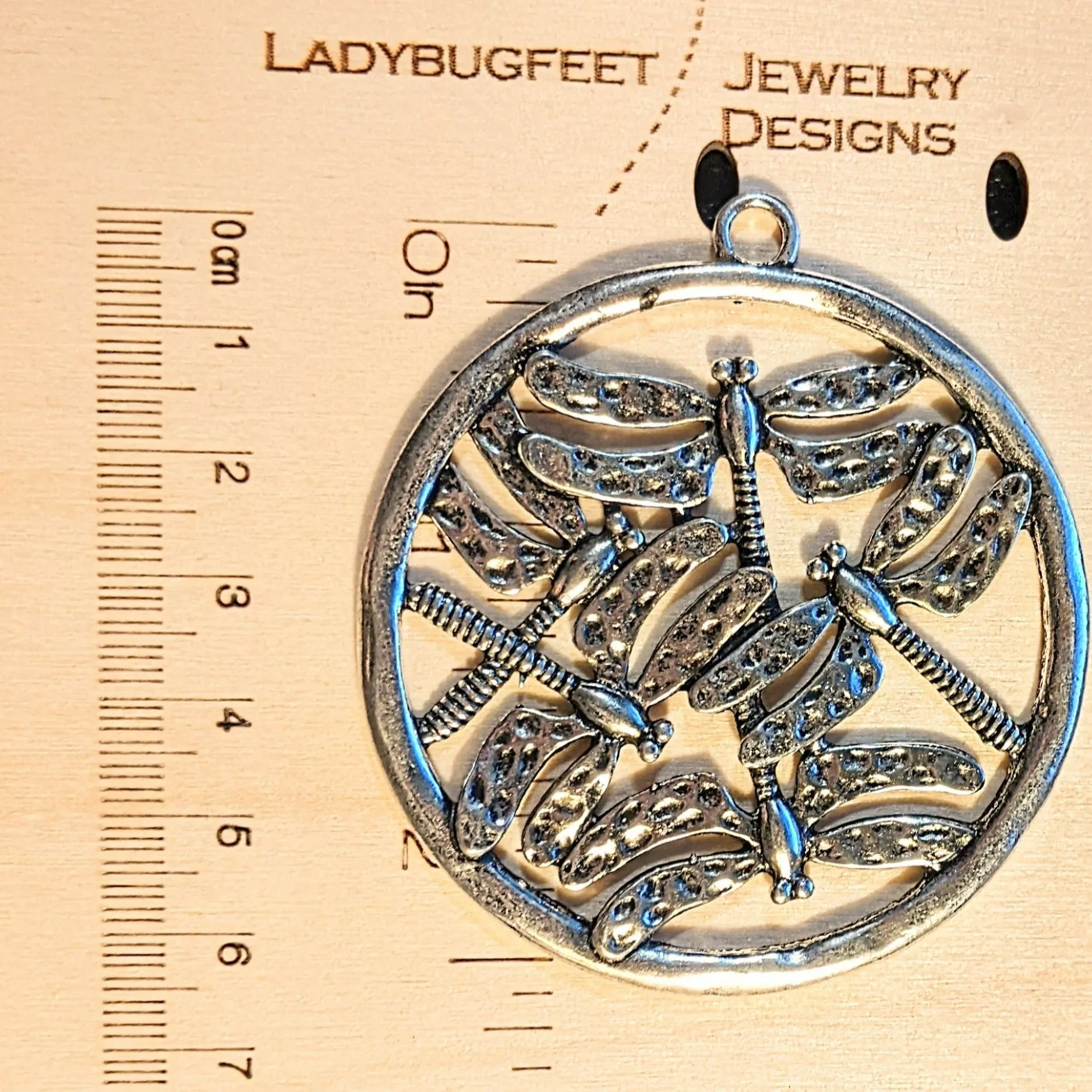 Silver Dragonfly Circle Pendant