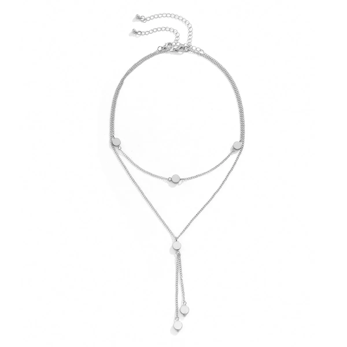 Silver-Plated Disc Choker Necklace & Pendant Necklace