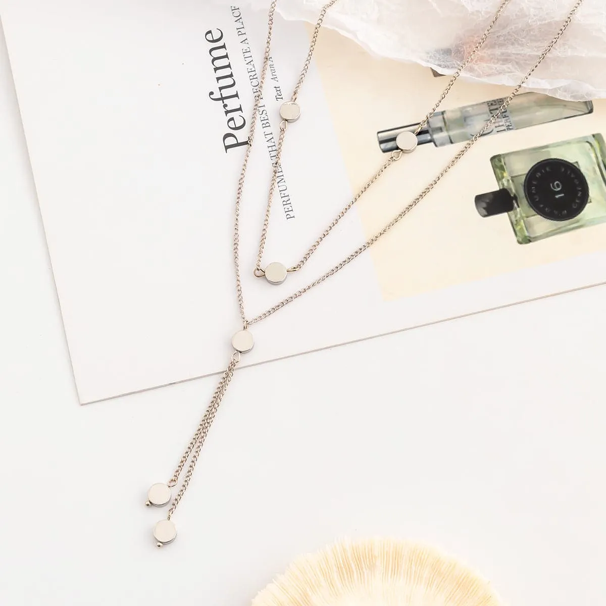 Silver-Plated Disc Choker Necklace & Pendant Necklace