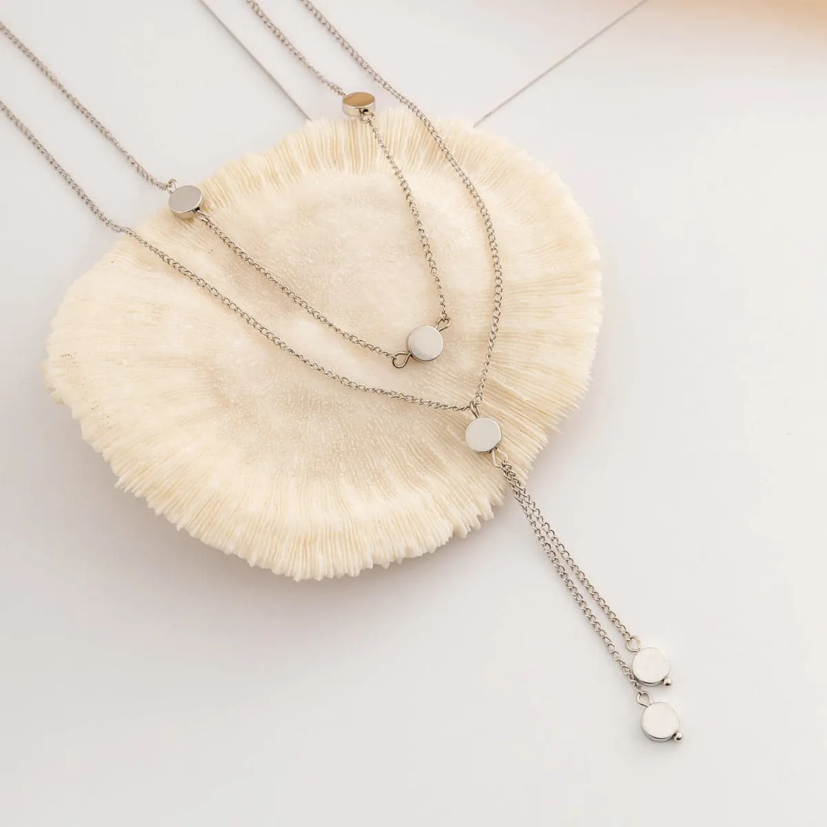 Silver-Plated Disc Choker Necklace & Pendant Necklace
