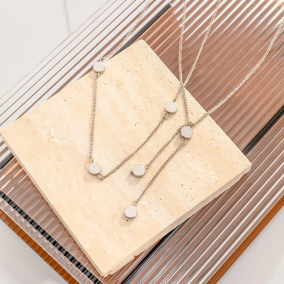 Silver-Plated Disc Choker Necklace & Pendant Necklace