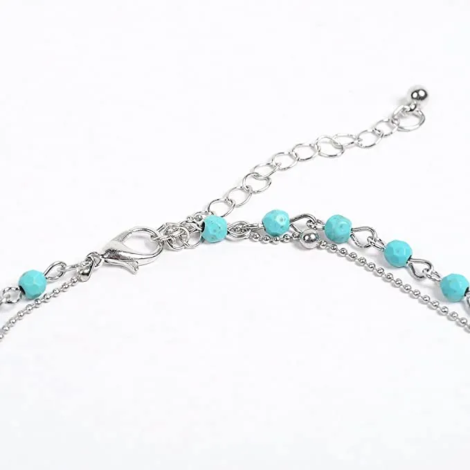 SL-094 Women's Turquoise Layered Choker Necklace x 20 units - NEW - SMALL LOT