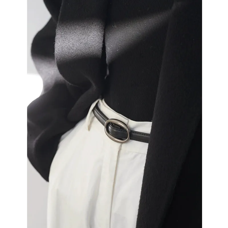 Slim Cowhide Oval Belt