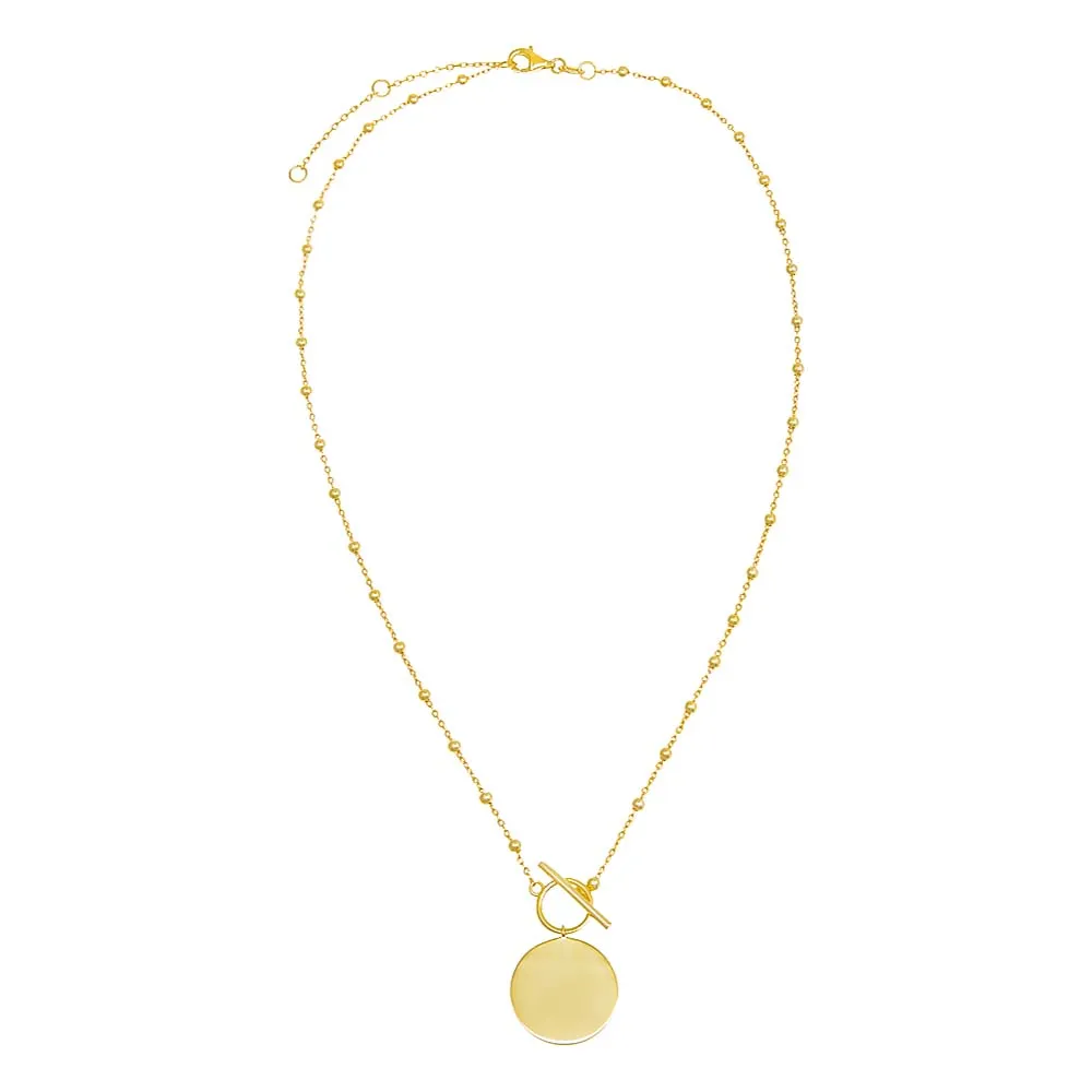 Solid Coin Ball Chain Toggle Necklace