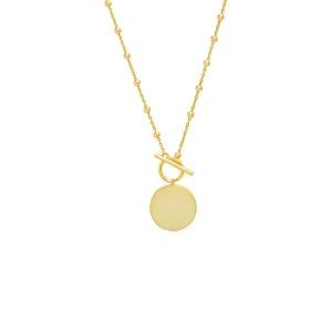 Solid Coin Ball Chain Toggle Necklace