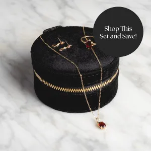 Solid Gold 2025 January Capsule Garnet Statement Set with Free Gift