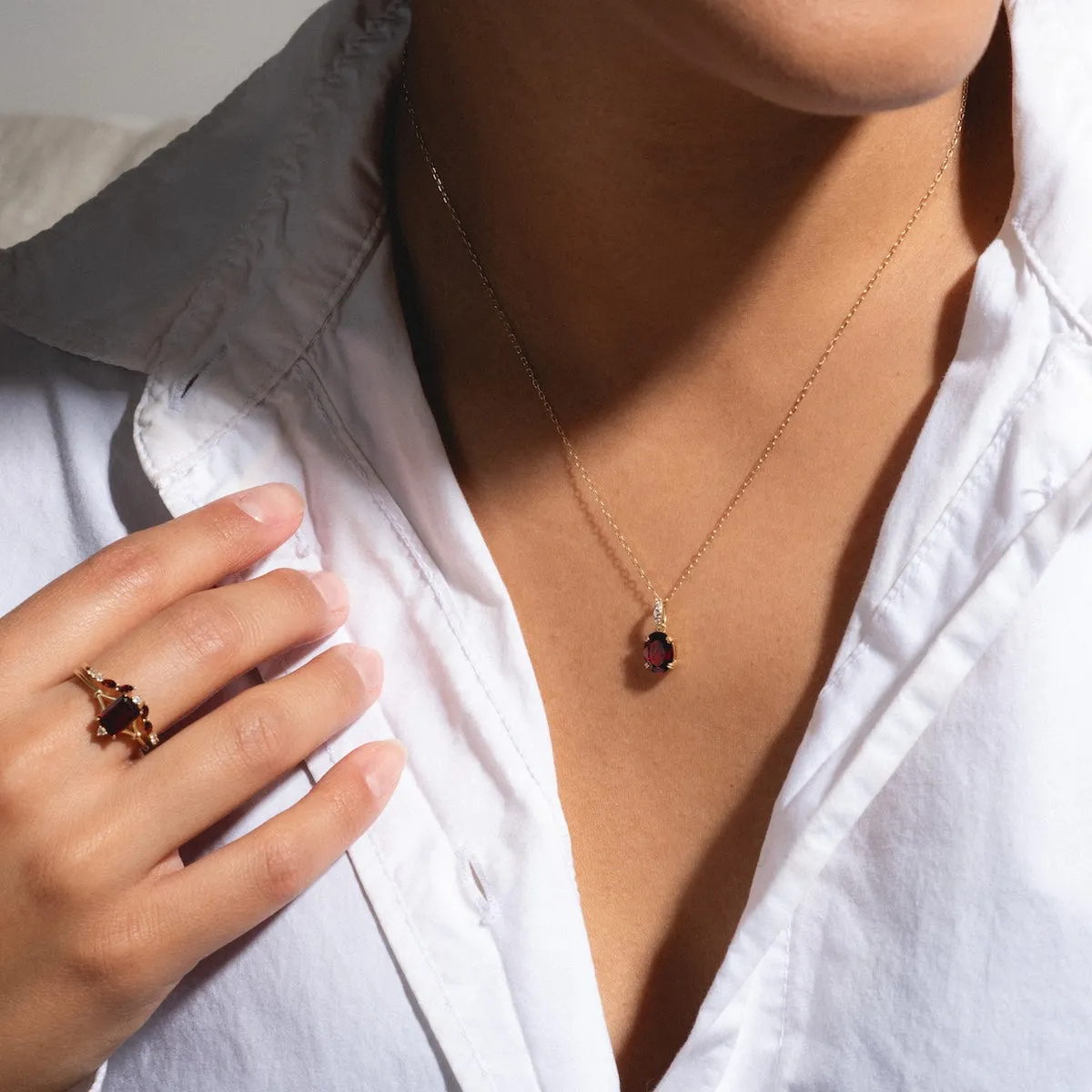 Solid Gold 2025 January Capsule Garnet Statement Set with Free Gift