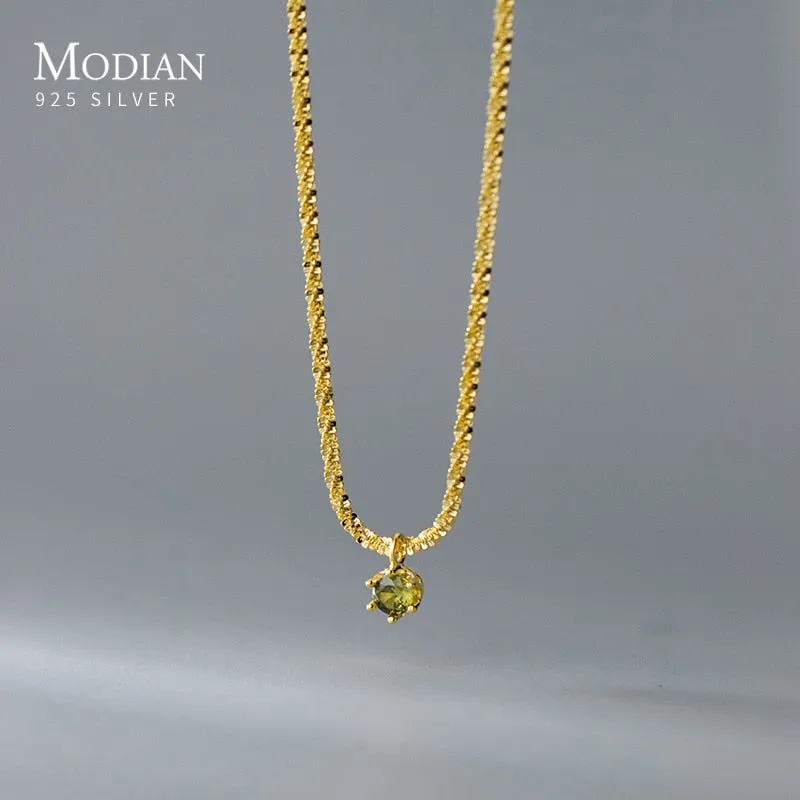 Sparkling Green CZ Silver Choker