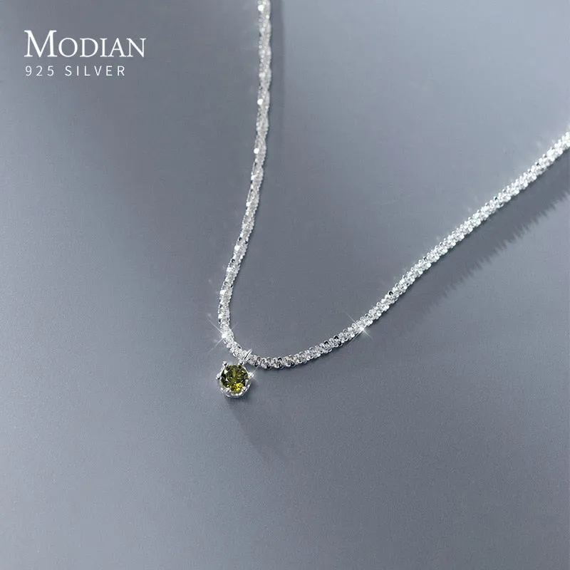 Sparkling Green CZ Silver Choker