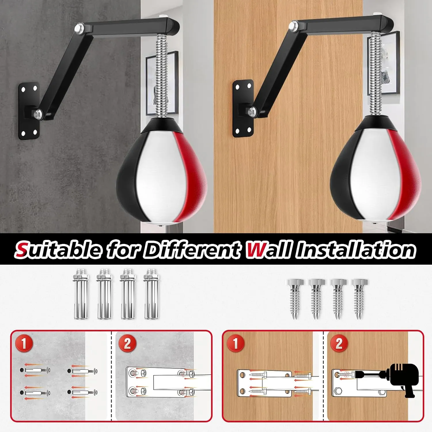 Speed Bags for Boxing, Height Adjustable Wall Mount Punching Bag