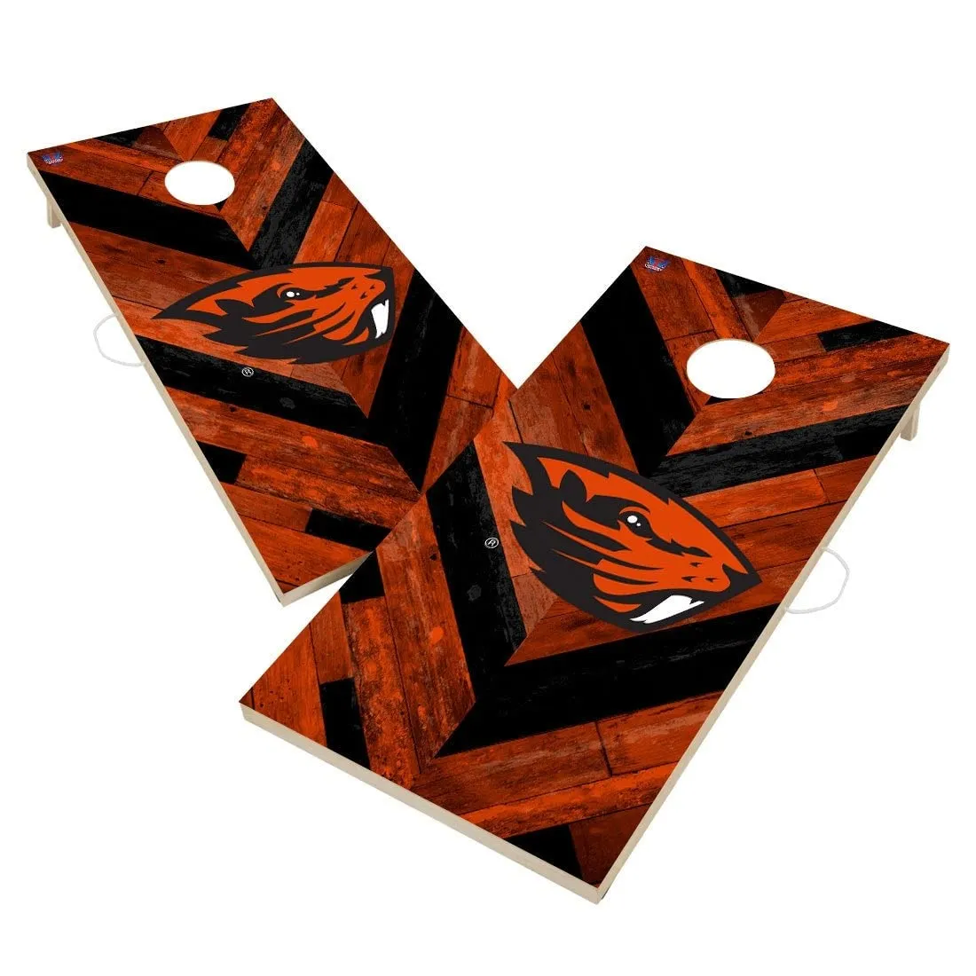 State Beavers Cornhole Board Set Herringbone