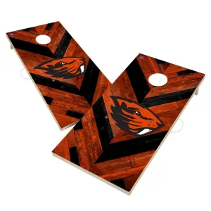 State Beavers Cornhole Board Set Herringbone